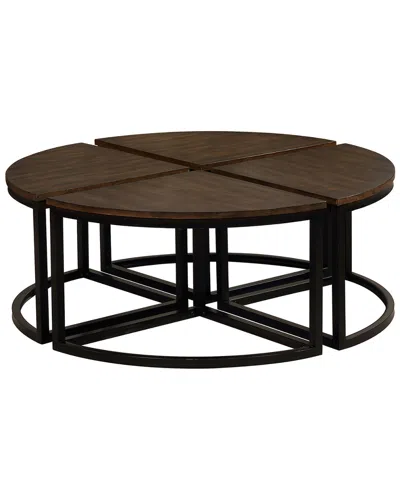 Alaterre Arcadia Acacia Wood Set Of 4 Round Wedge Tables