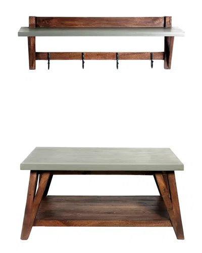 Alaterre Brookside 40inw Wood With Concrete-coating Entryway Coat Hook And Bench