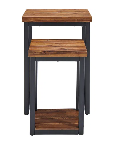 Alaterre Claremont Rustic Wood Nesting End Tables