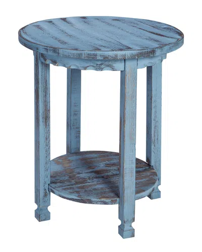 Alaterre Country Cottage Round End Table In Blue