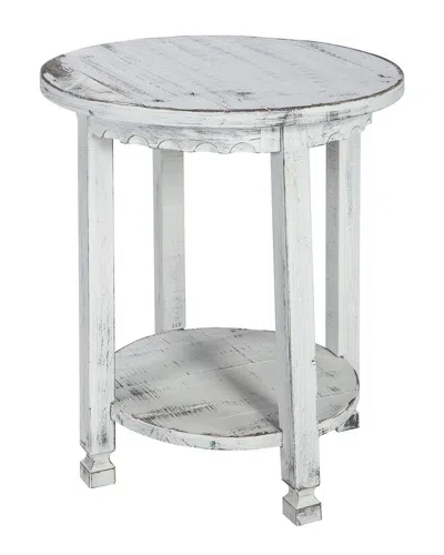 Alaterre Country Cottage Round End Table In White