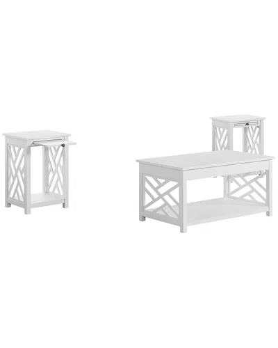 Alaterre Coventry 36in Coffee Table & Two End Tables With Tray Shelf