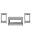 Alaterre Coventry 36in Coffee Table With Drawer & Two End Tables With Tray, Set Of 3