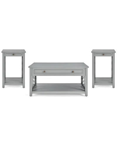 Alaterre Coventry 36in Coffee Table With Drawer & Two End Tables With Tray, Set Of 3