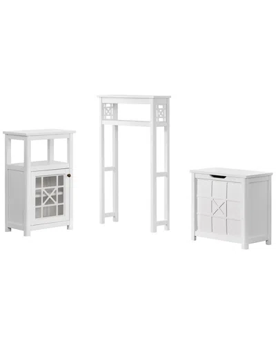Alaterre Derby 3pc Bathroom Set With Over Toilet Open Storage Shelf, Hamper, And Floor Cabinet