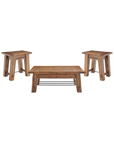 Alaterre Durango Industrial Wood 48in Coffee Table & Two End Tables