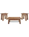 Alaterre Durango Industrial Wood 48in Coffee Table & Two End Tables, Set Of 3