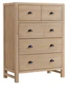 Alaterre Furniture Arden 5-drawer Wood Chest In Natural