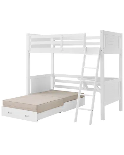 Alaterre Furniture Arlington Solid Wood Twin Loft Bed For Kids With Underneath  Desk, Fold-out Futon In White