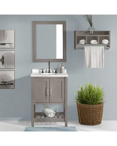 Alaterre Furniture Bennet 2pc Wooden Bathroom Vanity Set In Brown