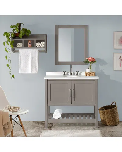 Alaterre Furniture Bennet 3pc Wooden Bathroom Vanity Set In Gray