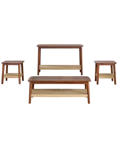 Alaterre Furniture Calais 4pc Coffee Table Set With 2 End Tables & Console In Brown