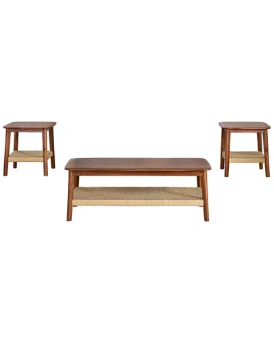 Alaterre Furniture Calais Coffee Table With 2 End Tables In Brown