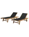 Alaterre Furniture Caspian Eucalyptus Wood Outdoor Lounge Chair With Mesh Seating, Set Of 2 In Natural