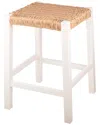 Alaterre Furniture Newport 24in Wood Counter Height Stool With Handcrafted  Woven Rope Seat
