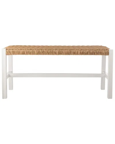Alaterre Furniture Newport 40in Wood Bench With Handcrafted Woven Rope Seat In Brown