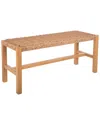 Alaterre Furniture Newport 40in Wood Bench With Handcrafted Woven Rope Seat