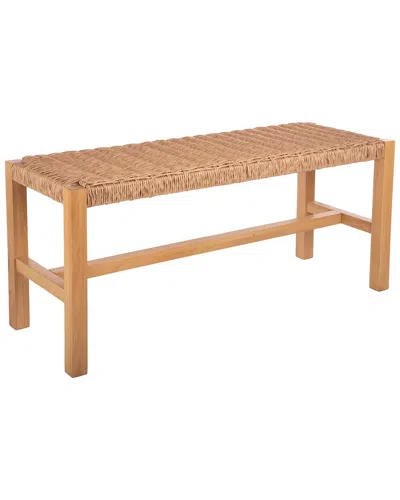 Alaterre Furniture Newport 40in Wood Bench With Handcrafted Woven Rope Seat In Brown
