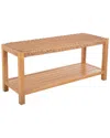 Alaterre Furniture Newport 40in Wood Storage Bench With Handcrafted Woven Rope  Seat