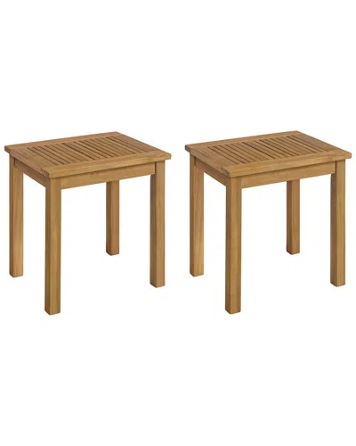 Alaterre Furniture Set Of 2 Okemo Weather-resistant Acacia Wood Outdoor Patio  Rectangular Side Tabl In Brown