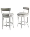Alaterre Hanover Set Of 2 Swivel Counter Height Bar Stools In White