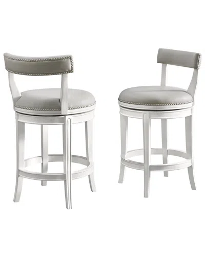 Alaterre Hanover Set Of 2 Swivel Counter Height Bar Stools In White