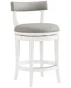 Alaterre Hanover Swivel Bar Height Bar Stool In White