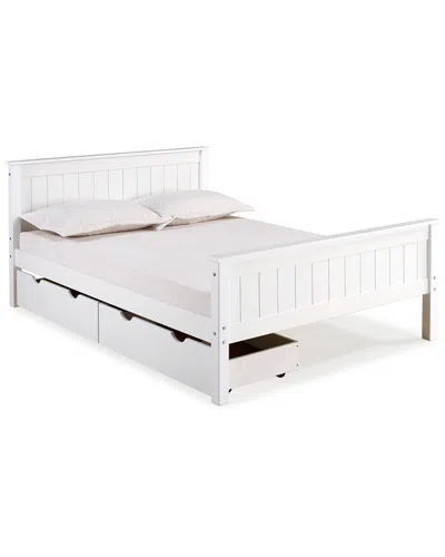 Alaterre Harmony Full Wood Platform Bed With Storage Drawers In White
