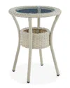 Alaterre Haven All-weather Wicker Outdoor Round Glass-top Accent Table With Storage
