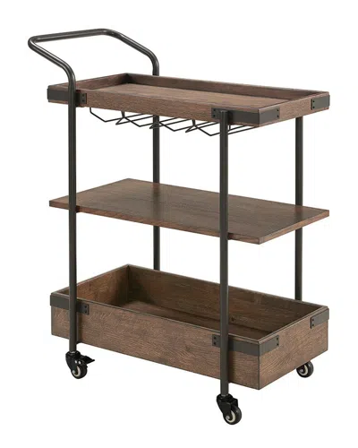 Alaterre Kyra 32in Oak & Metal Bar Cart In Brown