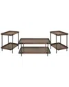 Alaterre Kyra 3pc Oak & Metal Living Room Set With Two 27in Side Tables & 42in Coffee Table