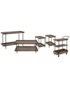 Alaterre Kyra 5pc Oak & Metal Living Room Set With 42in Coffee Table, Two Side Tables, Sofa/tv Conso