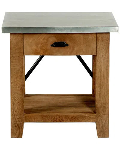 Alaterre Millwork 22in Wood And Zinc Metal End Table With Drawer In Brown