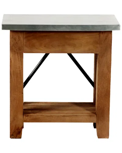 Alaterre Millwork 22in Wood And Zinc Metal End Table With Shelf In Brown