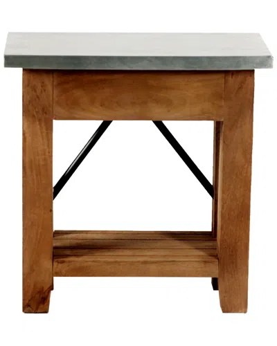 ALATERRE ALATERRE MILLWORK 22IN WOOD AND ZINC METAL END TABLE WITH SHELF