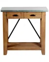 Alaterre Millwork 30in Wood And Zinc Metal Console/media Table With Two Drawers