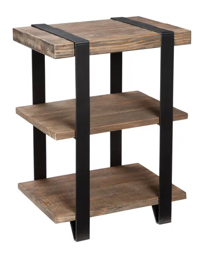 Alaterre Modesto 2-shelf Metal Strap And Reclaimed Wood End Table