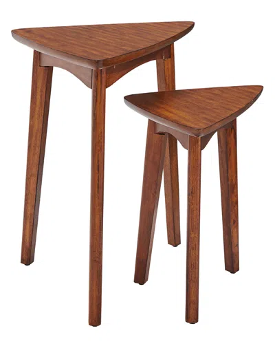 Alaterre Monterey 20in Round Mid-century Modern Wood End Table In Brown