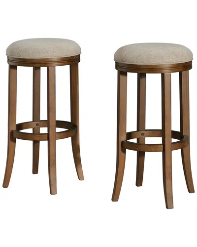 Alaterre Natick Set Of 2 Bar Height Stools In Brown