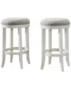 Alaterre Natick Set Of 2 Counter Height Stools In White