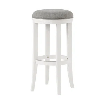 Alaterre Natick Solid Rubber Wood Counter And Bar Stool In White