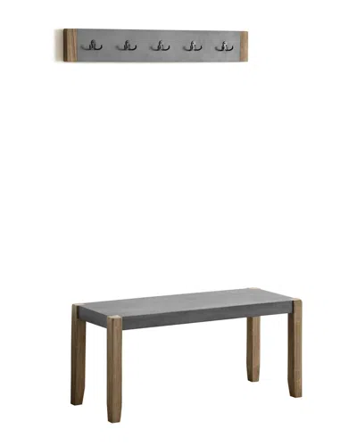 Alaterre Newport 40in Coat Hook & Faux Concrete Bench Set