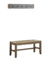 Alaterre Newport 40in Coat Hook & Rush Seat Bench Set