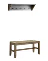 Alaterre Newport 40in Coat Hook With Shelf & Rush Bench Set