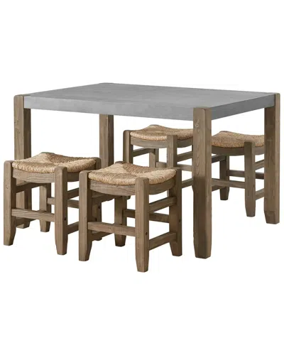 Alaterre Newport 5pc Wood Dining Set With Table & Four Stools In Brown