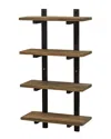 Alaterre Pomona 36in 4-shelf Metal & Solid Wood Bath Wall Shelf