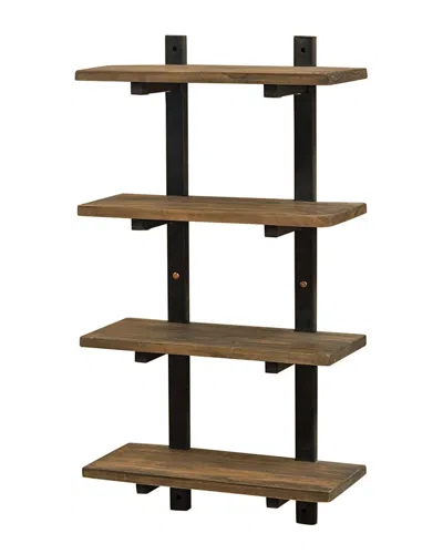 Alaterre Pomona 36in 4-shelf Metal & Solid Wood Bath Wall Shelf