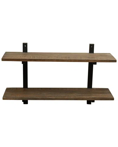 Alaterre Pomona 36inw Metal And Solid Wood Wall Shelf In Brown