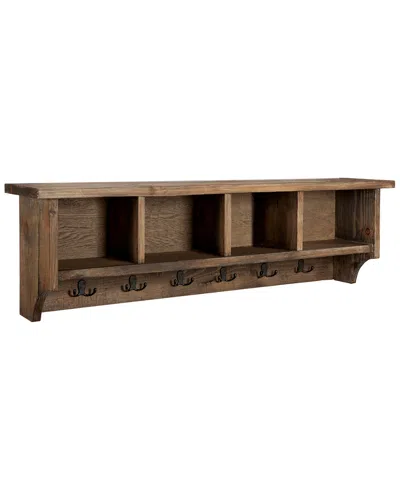 Alaterre Pomona 48in Metal And Wood Entryway Coat Hook With Storage Cubbies In Brown
