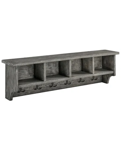 Alaterre Pomona 48in Metal And Wood Entryway Coat Hook With Storage Cubbies In Gray
